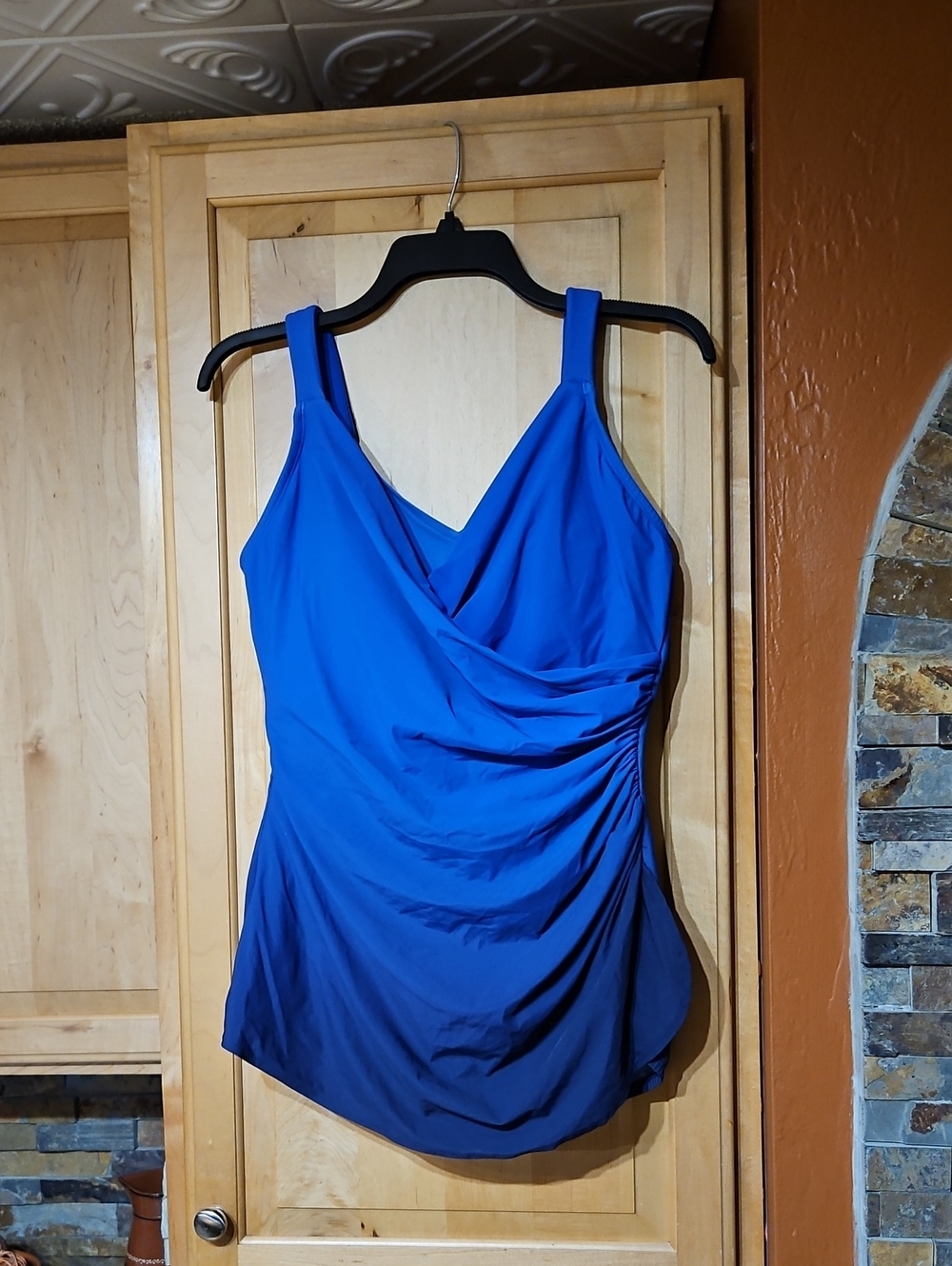 Lands' End Blue Ombre Print One Piece Swimsuit Wirefree Lightly Lined Padded